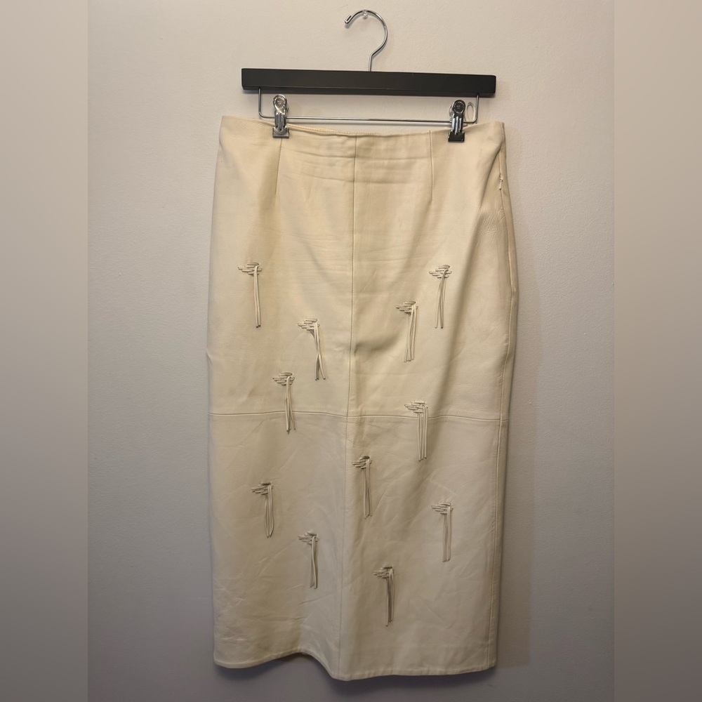 Tibi Cream Midi Skirt with Knot Accents